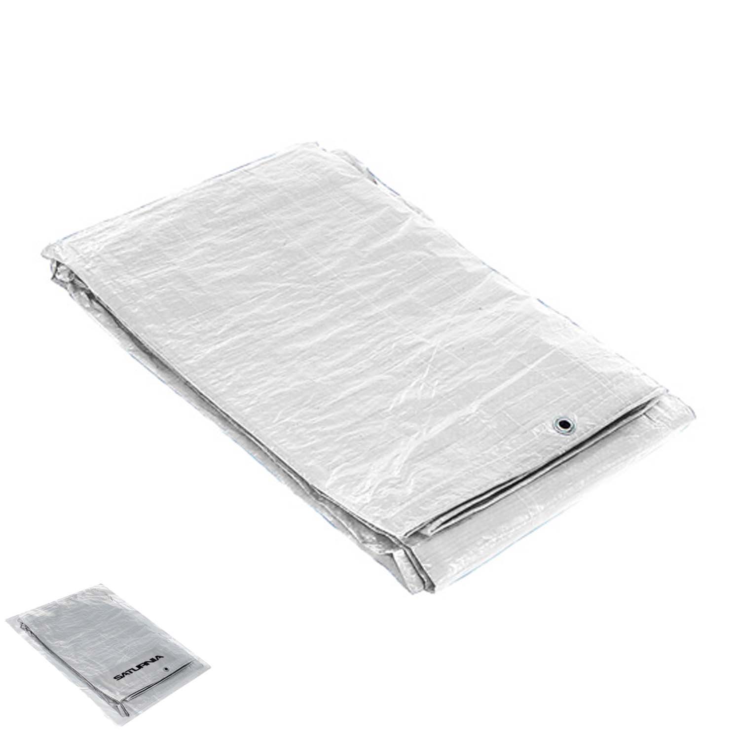 Lona Impermeable Reforzada 3x4 metros (Aproximadamente) Con Ojetes Metlicos, Lona de Proteccin Duradera, Color Blanco,