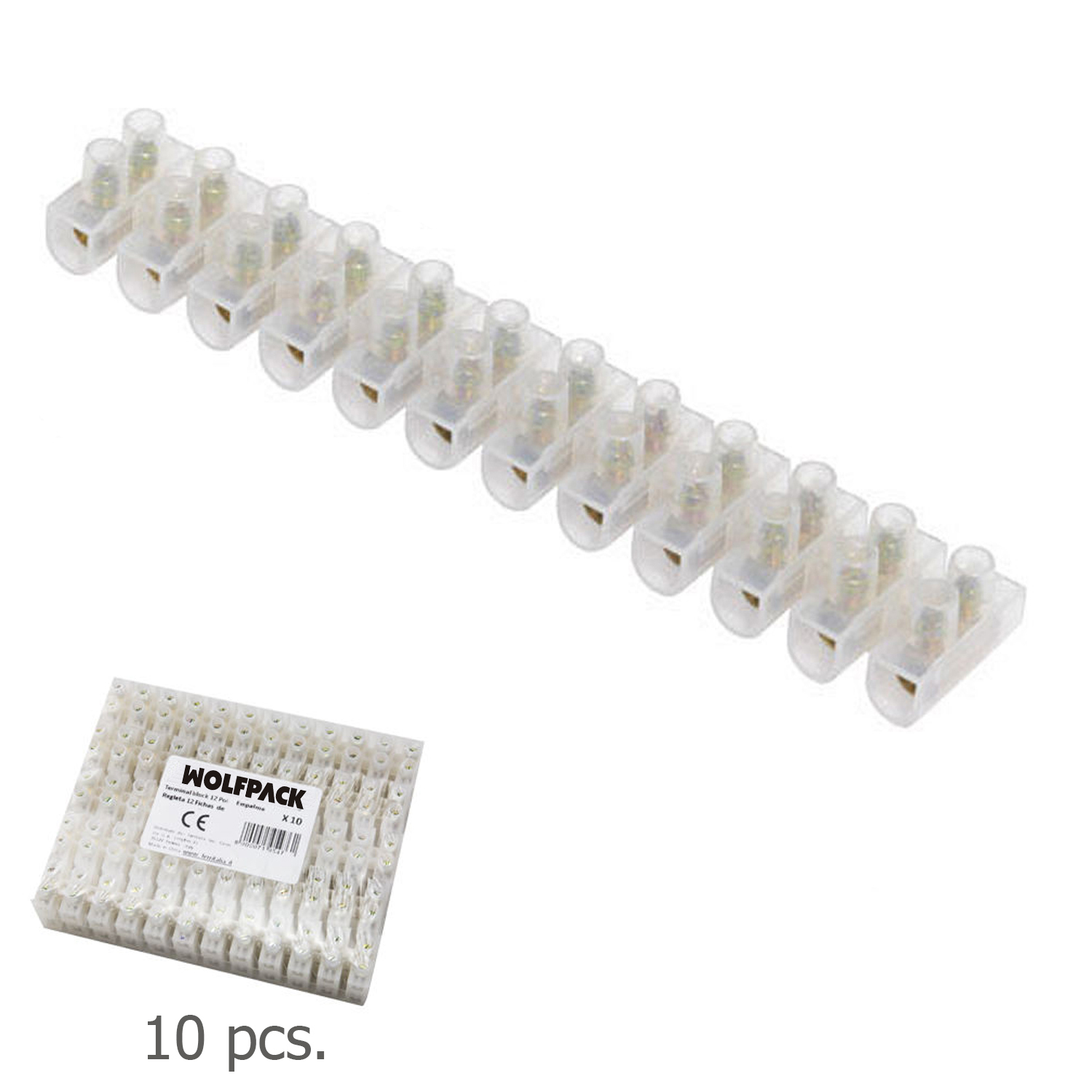 Regleta Ficha Empalme 16 Amperios / Seccion 12 mm, Envase de 10 Regletas de 12 Fichas Cada Una,