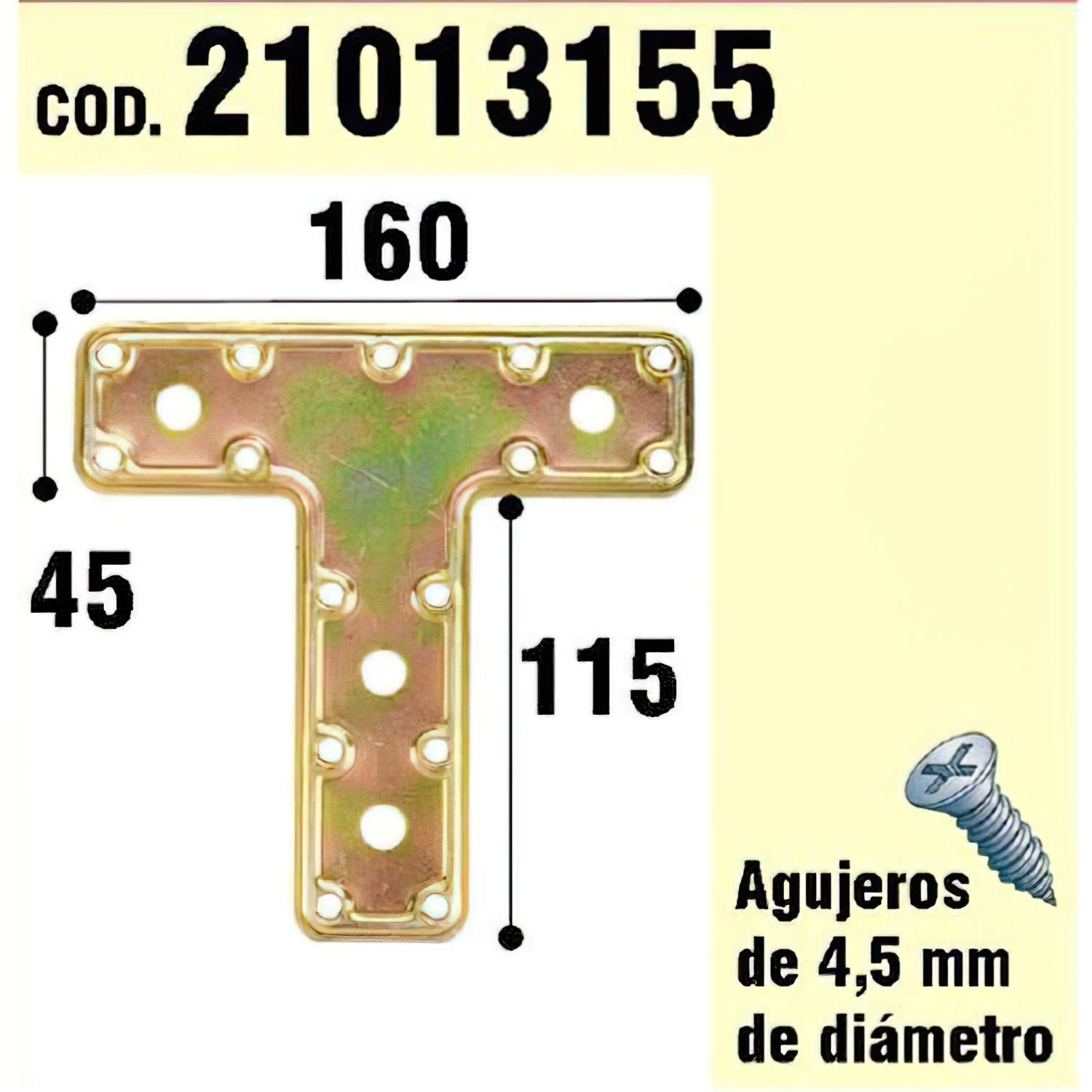 Soporte Para Madera Placa T  Bicromatado 160 mm,