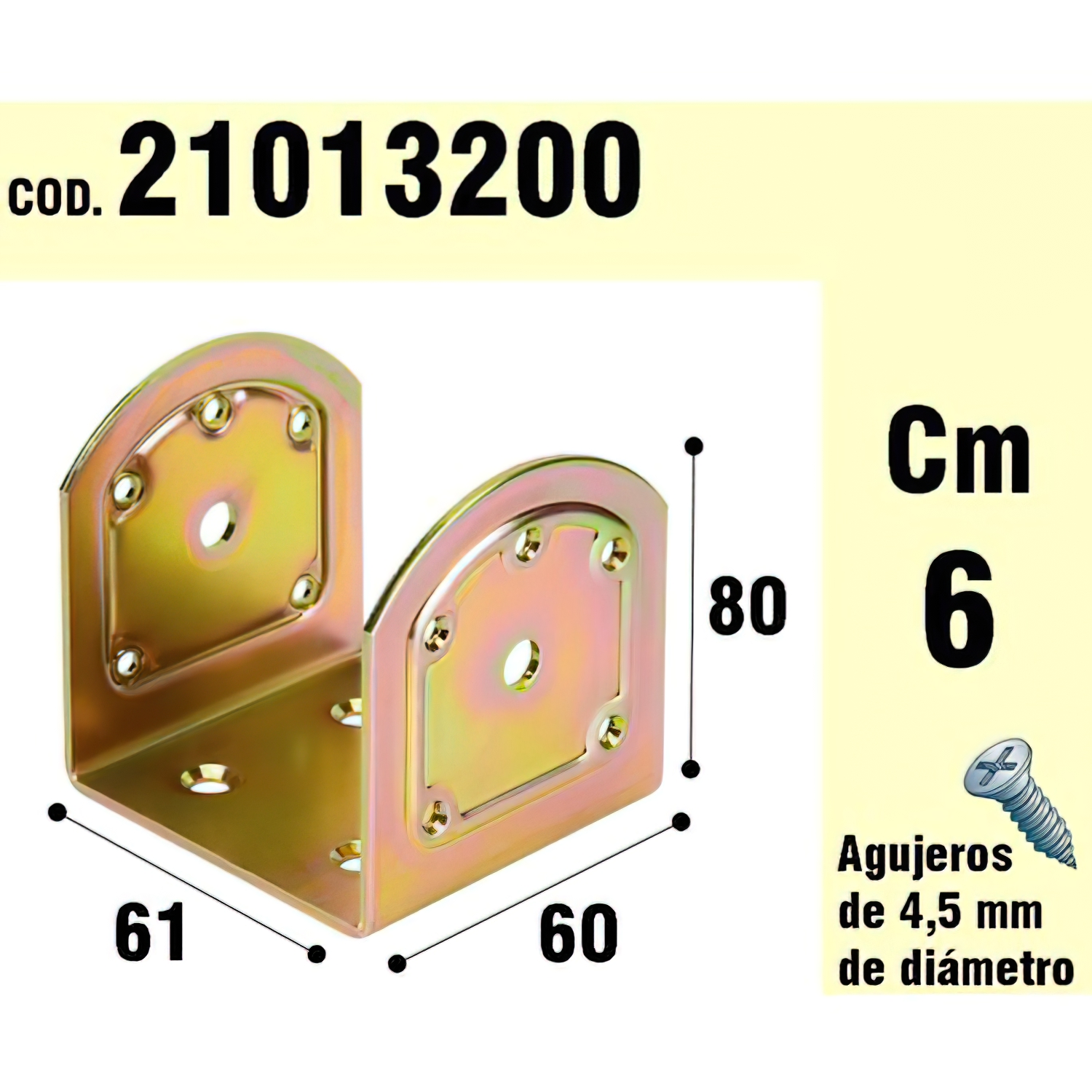 Soporte Para Madera Tipo U  Bicromatado 60 mm,