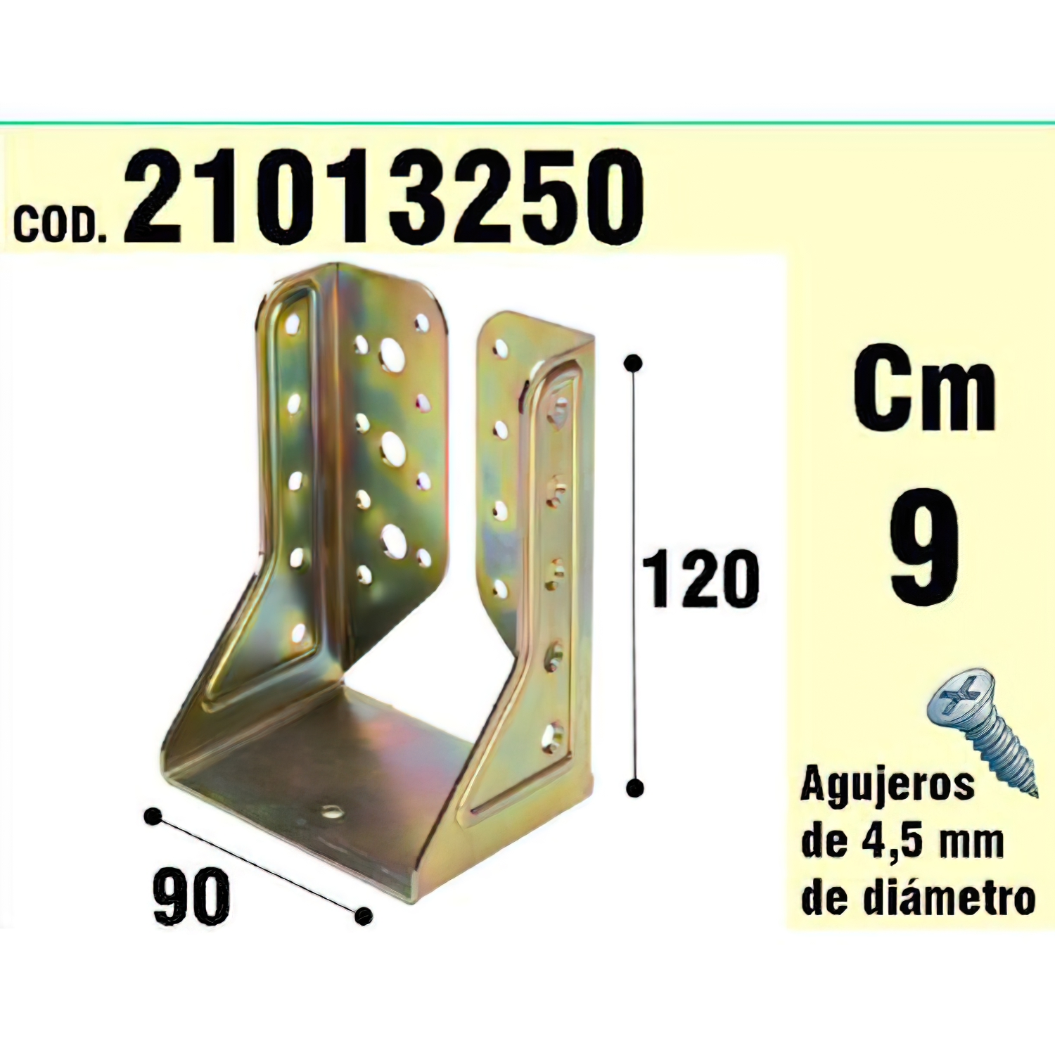 Soporte Para Madera Alas Interiores Bicromatado  90 mm,