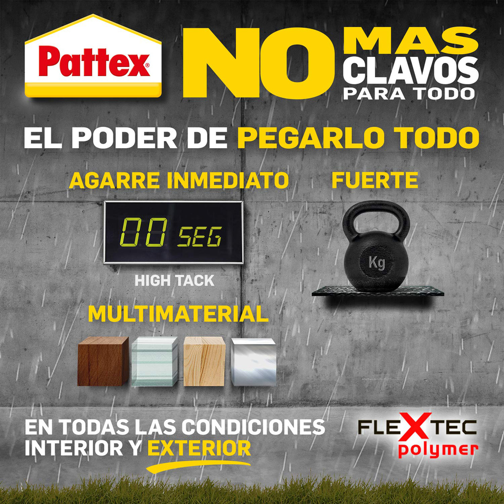 Pattex No Mas Clavos Para Todo HighTack, resistente a temperaturas