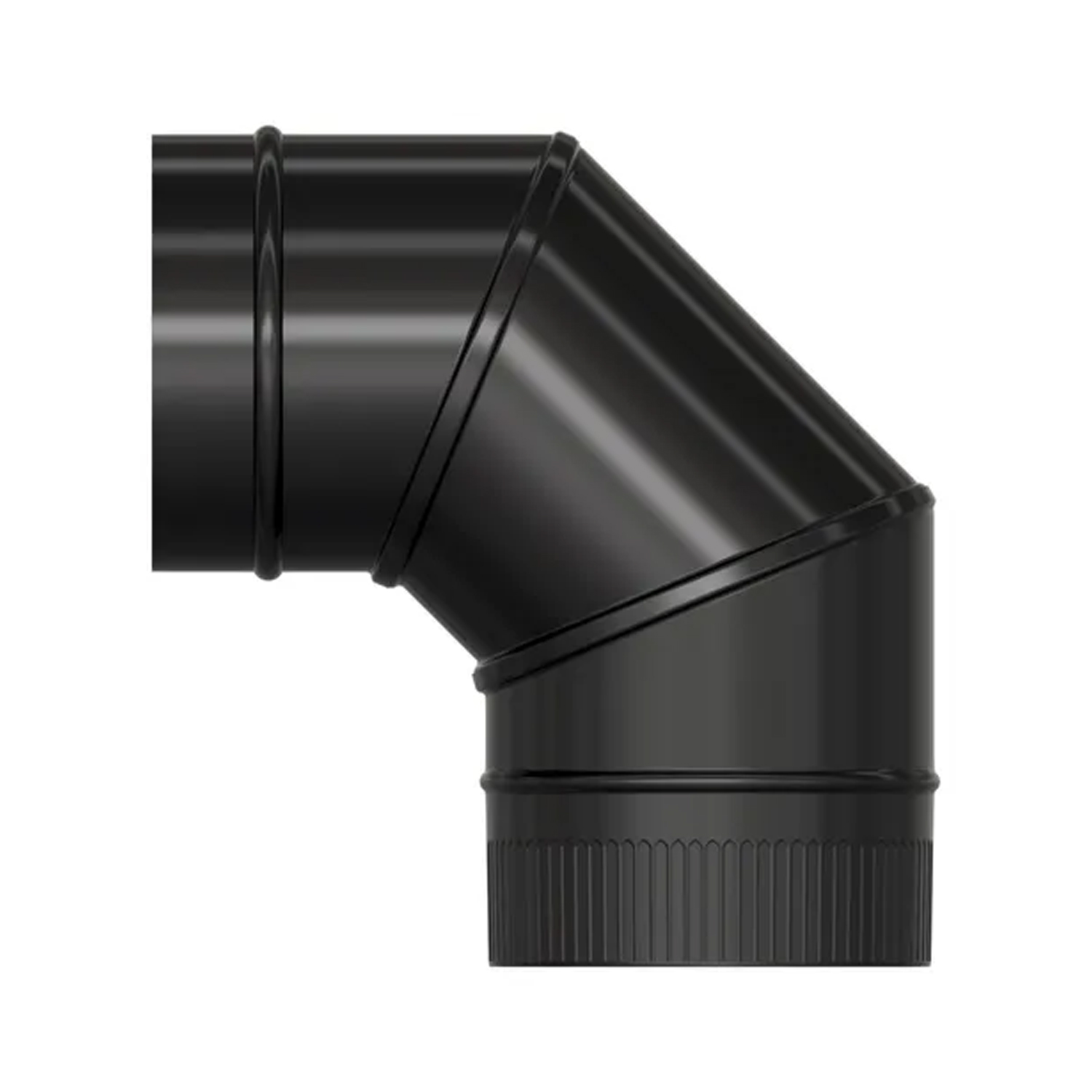 Codo Estufa Liso Vitrificado Negro  175 mm, 90
