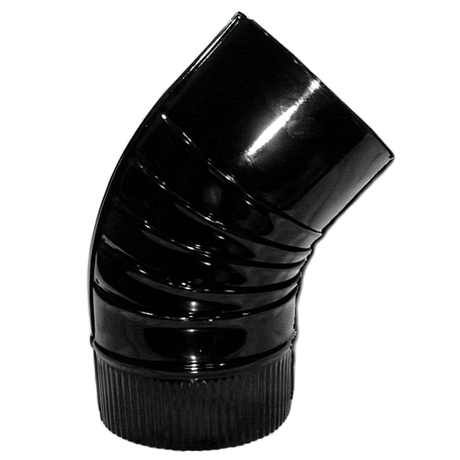 Codo Estufa Color Negro Vitrificado de  130 mm, 45,