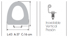 TAPA WC RESIWOOD MODELO LARA HERRAJE INOX. BLANCO