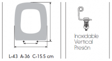 TAPA WC RESIWOOD MODELO STREET SQUARE HERRAJE INOX. BLANCO