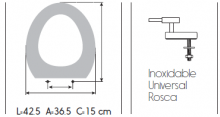 TAPA WC RESIWOOD MODELO FLORIDA HERRAJE INOX. BLANCO