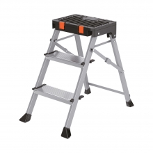 Escalerilla Multifuncional De Aluminio Con 3 Pelda�os Con Caj�n Portaherramientas.
