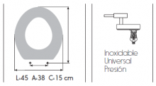 TAPA WC RESIWOOD MODELO CONCRETO HERRAJE INOX. BLANCO