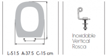 TAPA WC RESIWOOD MODELO ASTRO HERRAJE INOX. BLANCO
