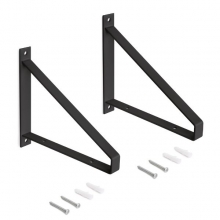 Juego de soportes para estante de madera Shelf con forma triangular, Acero, Pintado negro