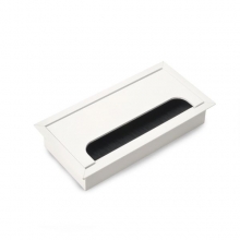 Pasacables para mesa Quadrum, rectangular, 159x80mm, para encastrar, Aluminio, Pintado blanco