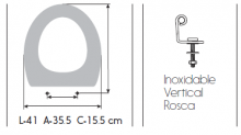 TAPA WC RESIWOOD MODELO CAPRI HERRAJE INOX. BLANCO