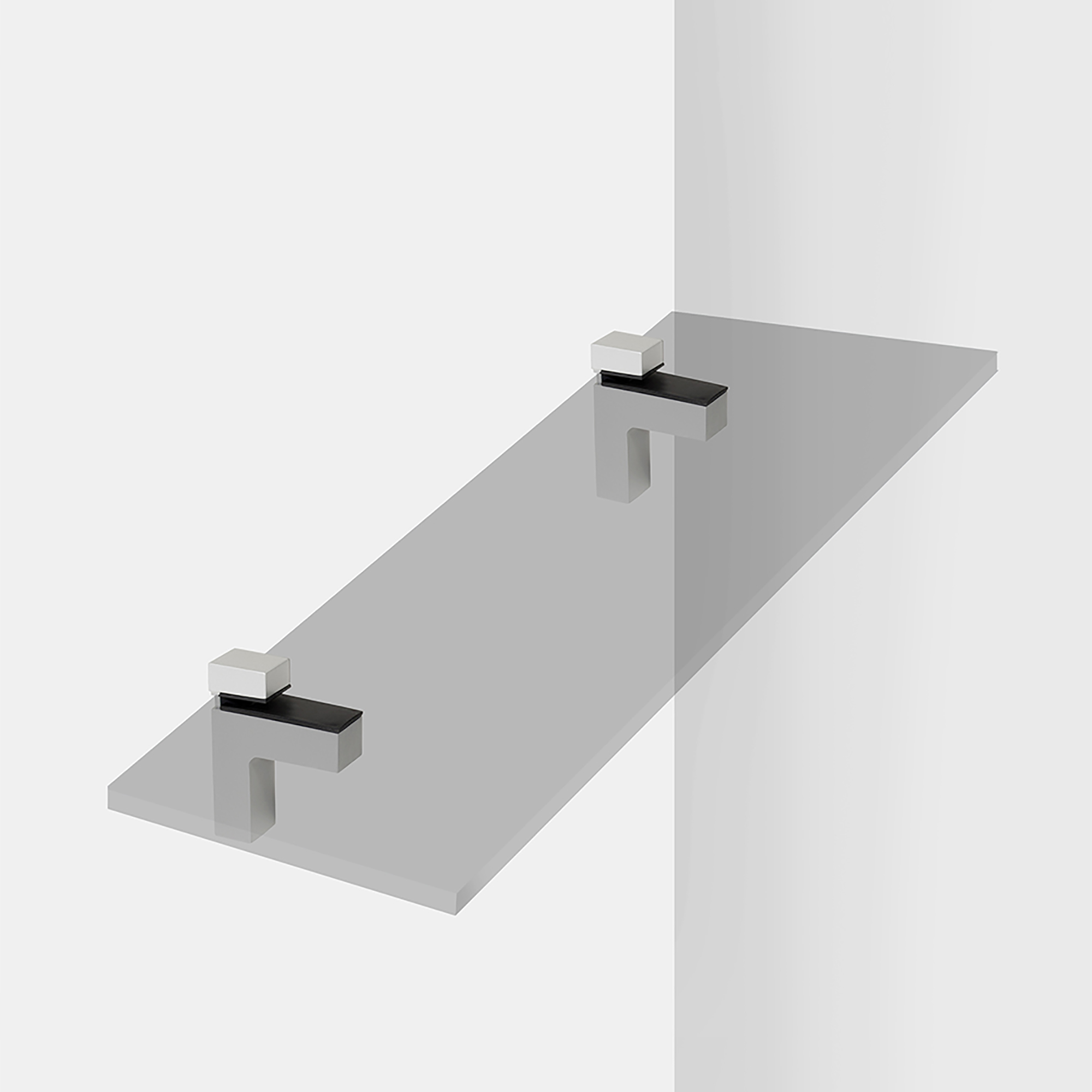 Emuca Soporte Squad 2 para estante de madera o cristal, Pintado aluminio, Plstico y Zamak