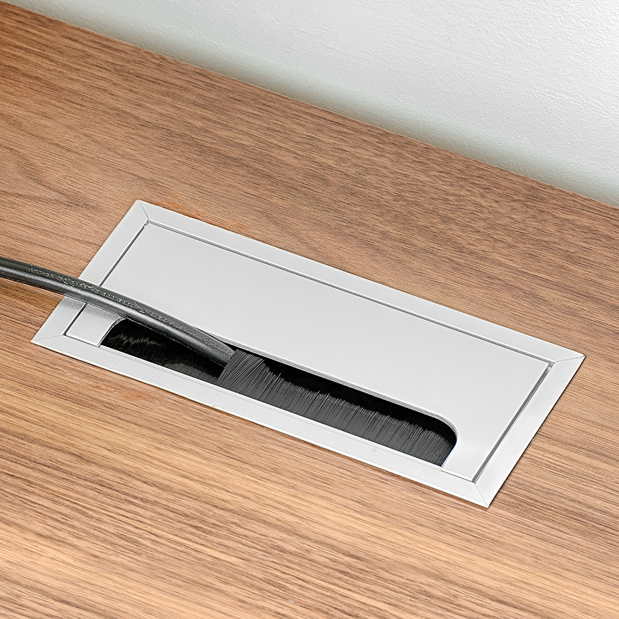 Emuca Pasacables mesa, rectangular, 159 x 80 mm, para encastrar, Aluminio, Anodizado mate