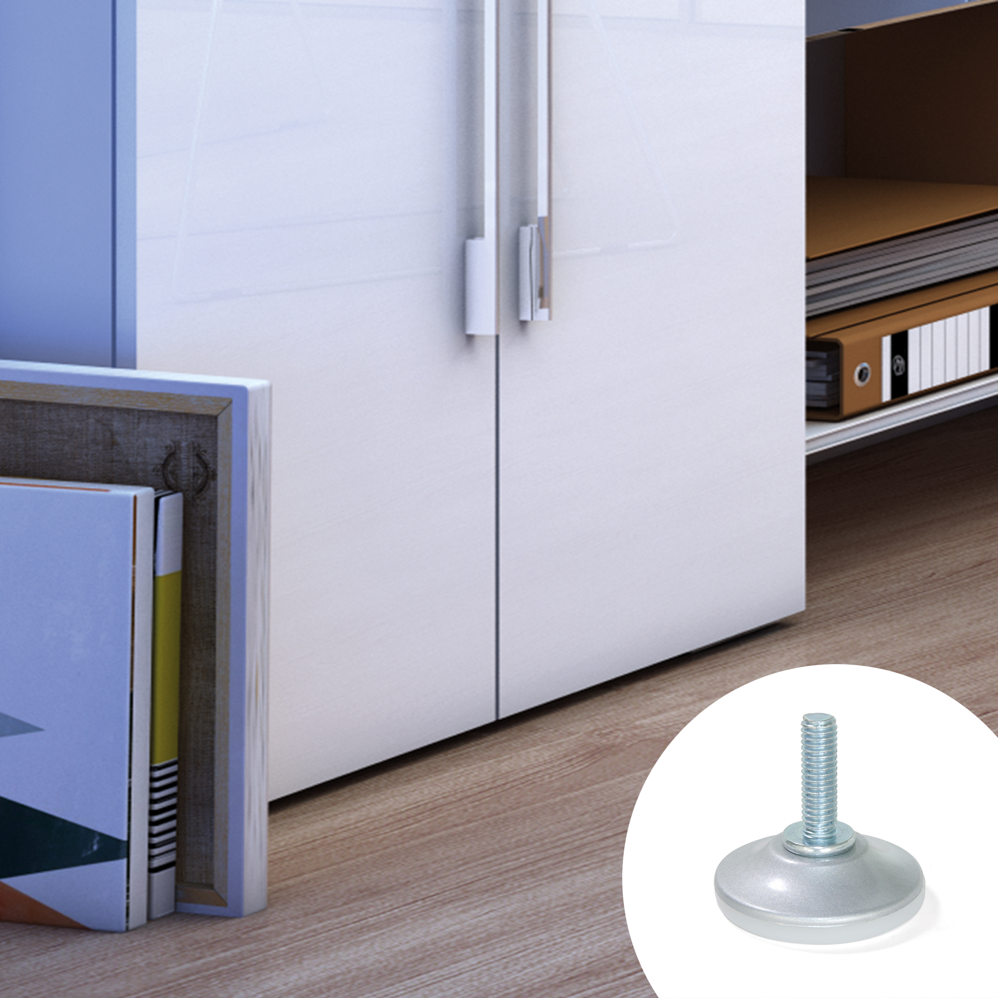 Emuca Pie nivelador para mueble, base circular, M10, D. 43 mm, altura 37 mm, Acero y plstico