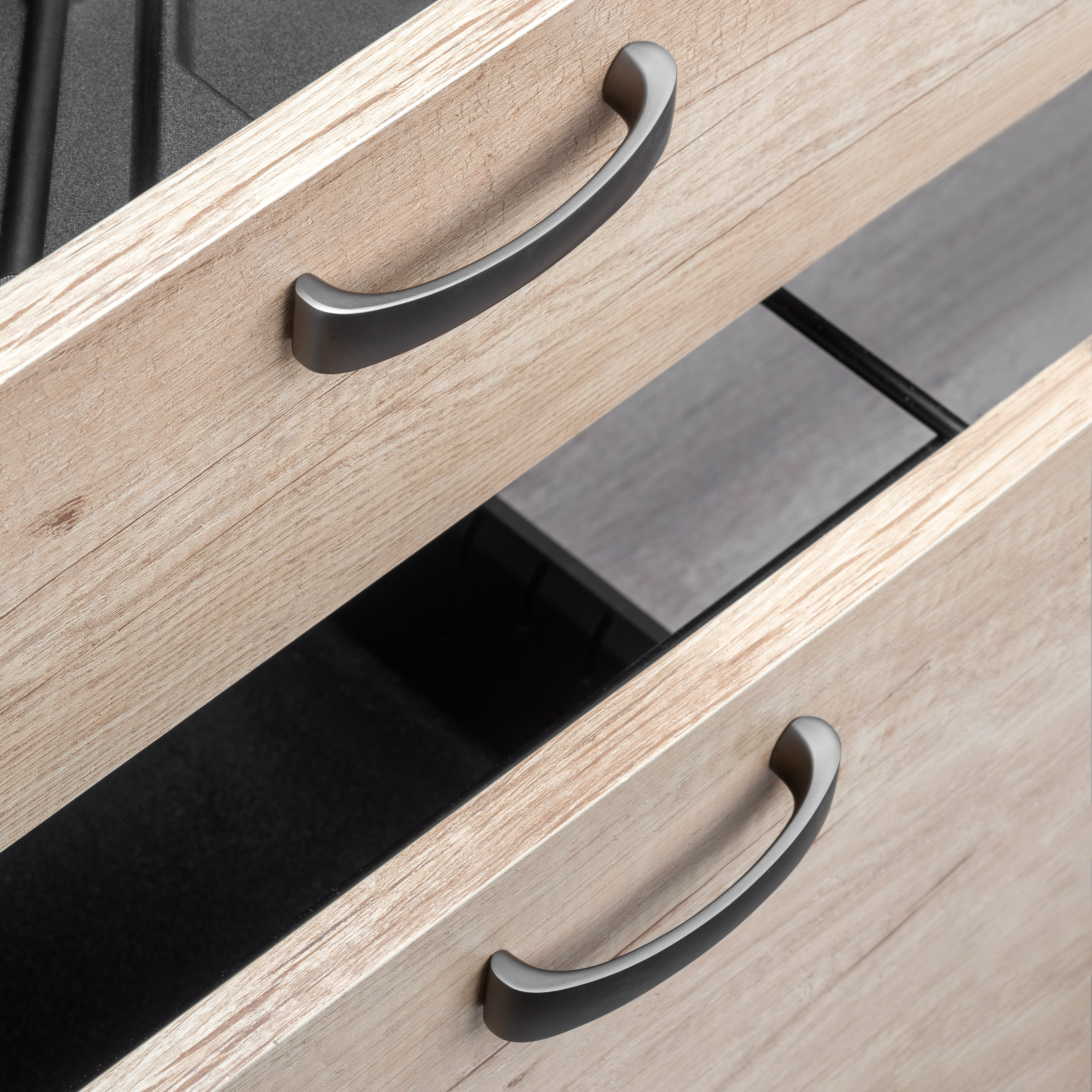 Emuca Tirador para mueble Kyoto, L 174 mm, intereje 160 mm, Titanio, Zamak