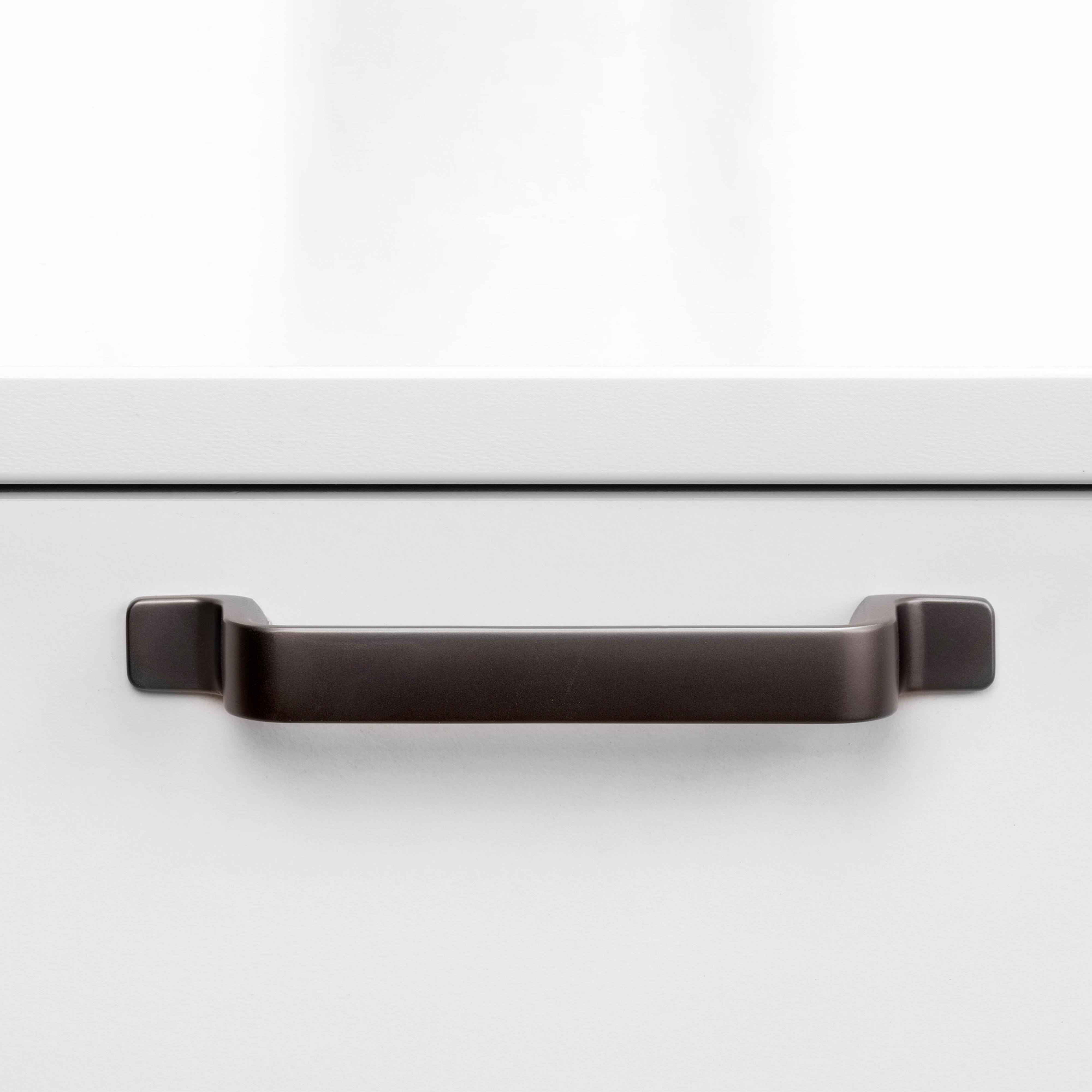 Emuca Tirador para mueble Kobe, L 196 mm, intereje 160 mm, Titanio, Zamak