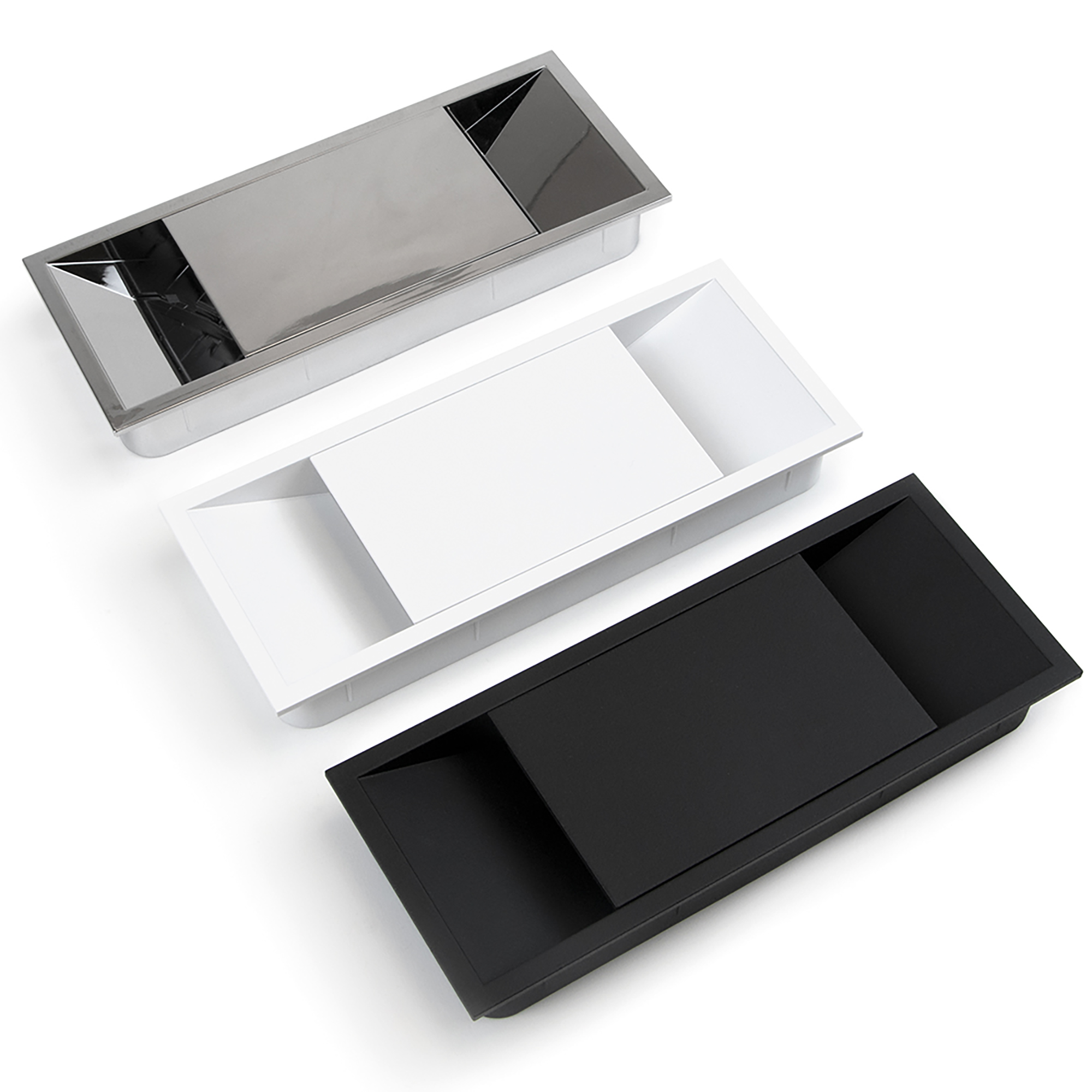 Emuca Pasacables mesa, rectangular, 152 x 61 mm, para encastrar, Plstico, Blanco