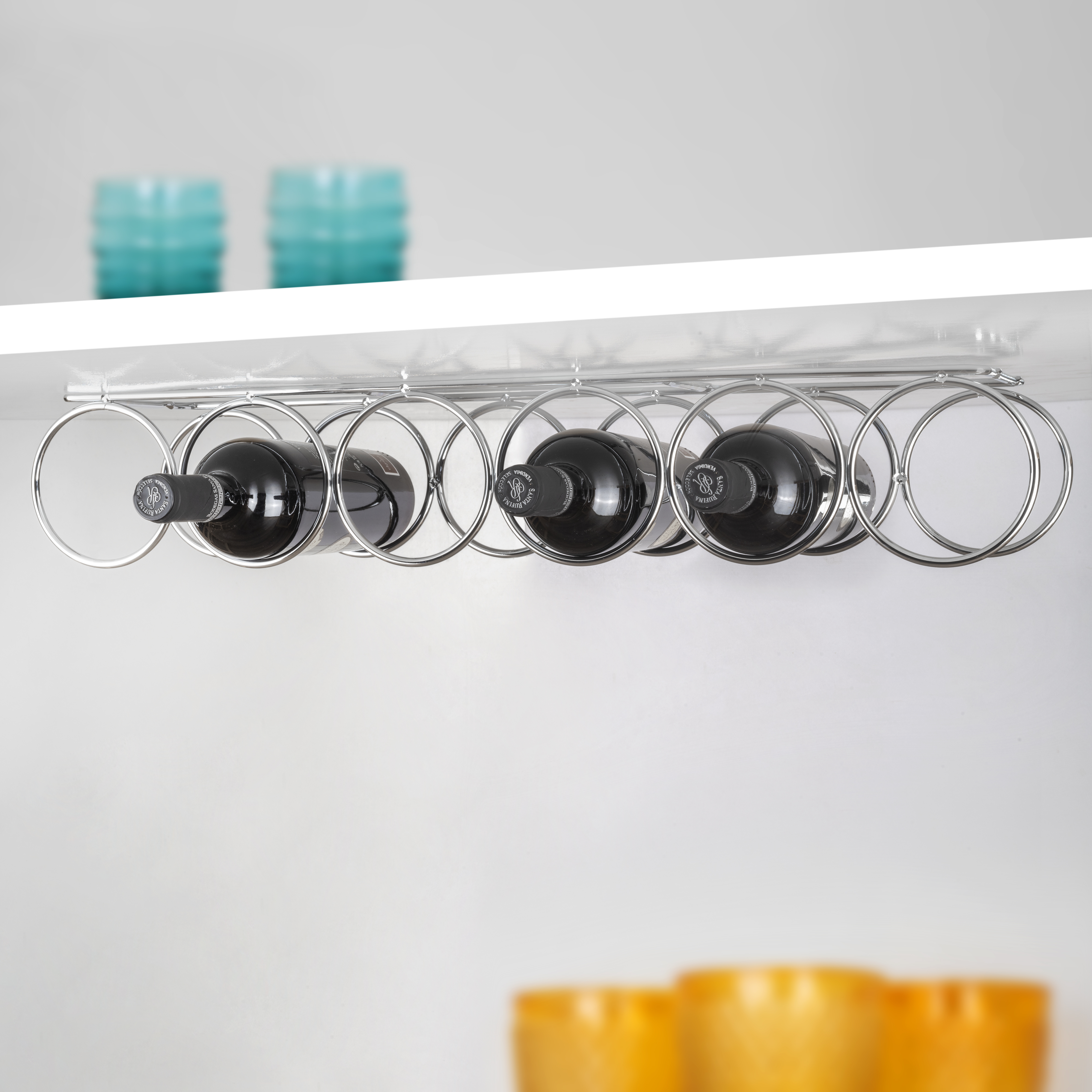 Emuca Botellero Supra con 6 huecos para mueble, Cromado, Acero