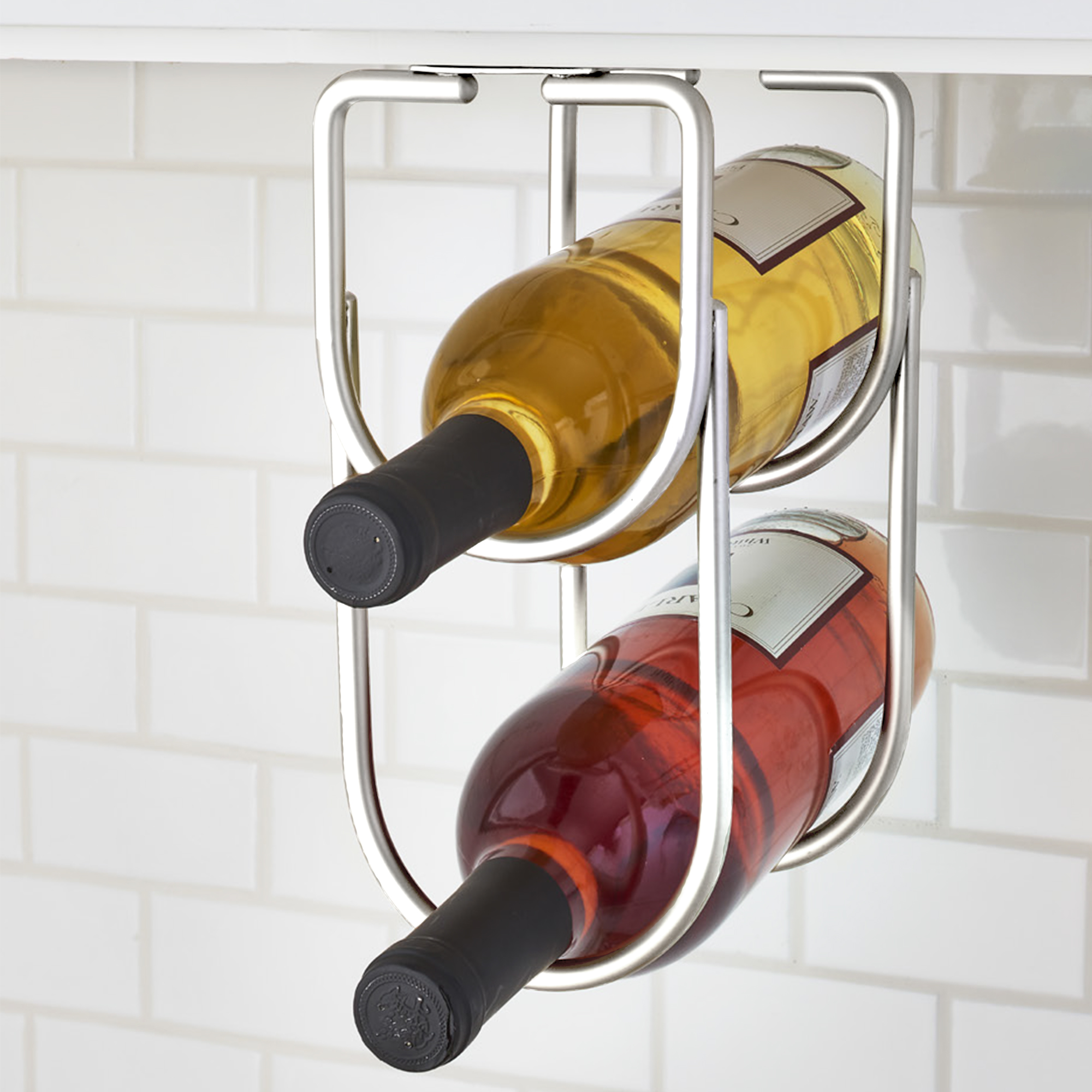 Emuca botellero con 2 huecos para mueble., Cromado, Acero