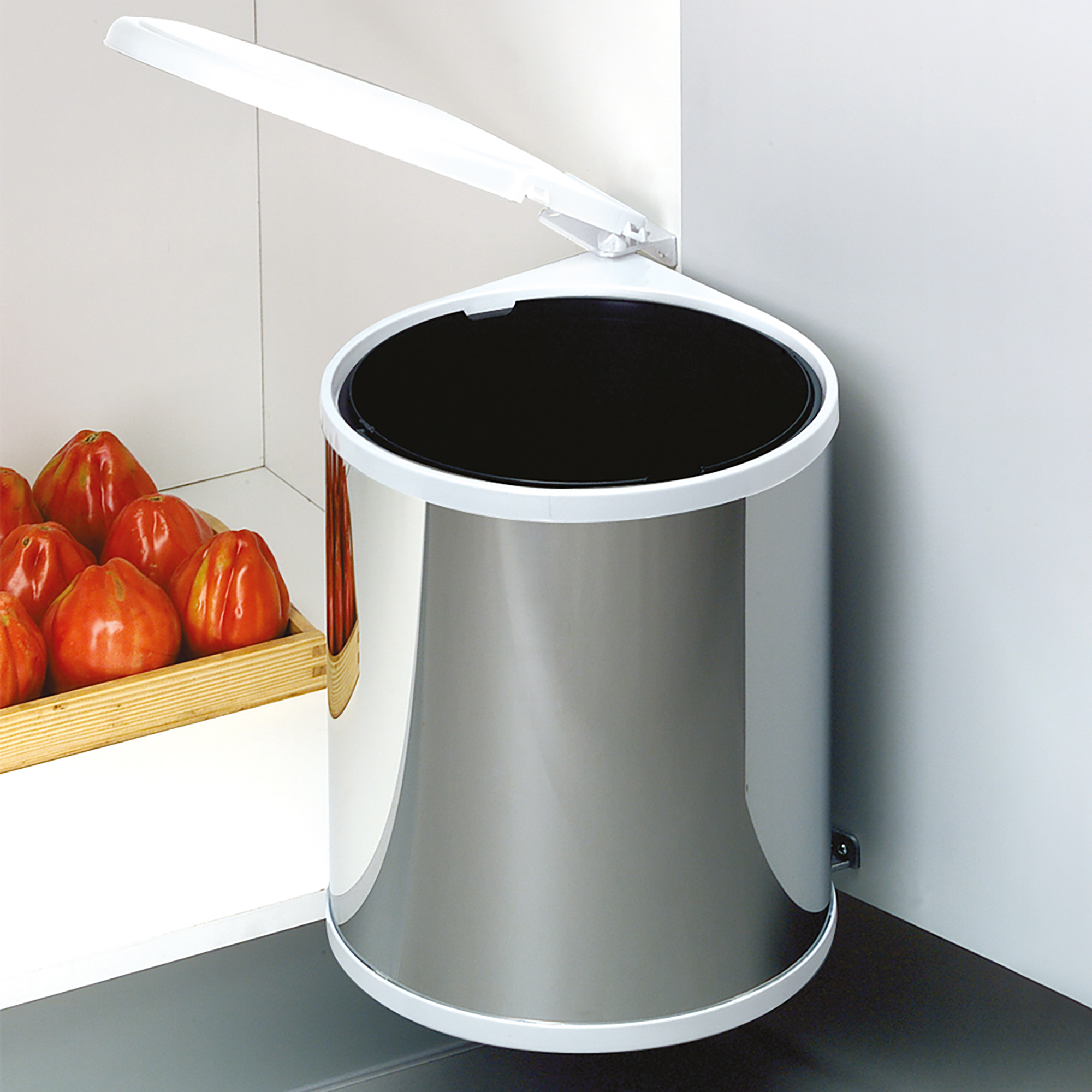 Emuca Contenedor de reciclaje para fijacin a puerta con vaso de 13L, Acero inoxidable, Plstico y Acero inoxidable