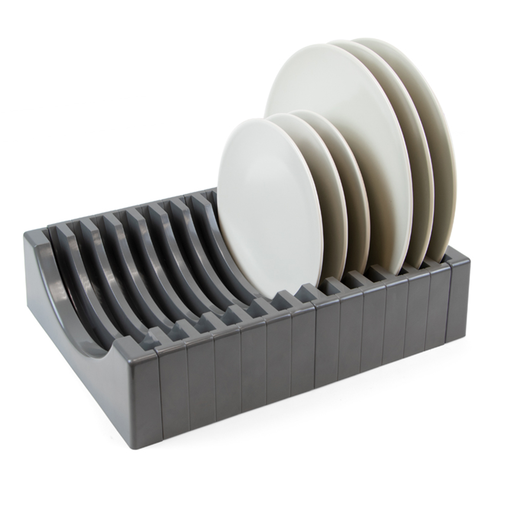 Emuca Organizador de platos para muebles con capacidad para 13 platos, Plstico gris antracita, Plstico