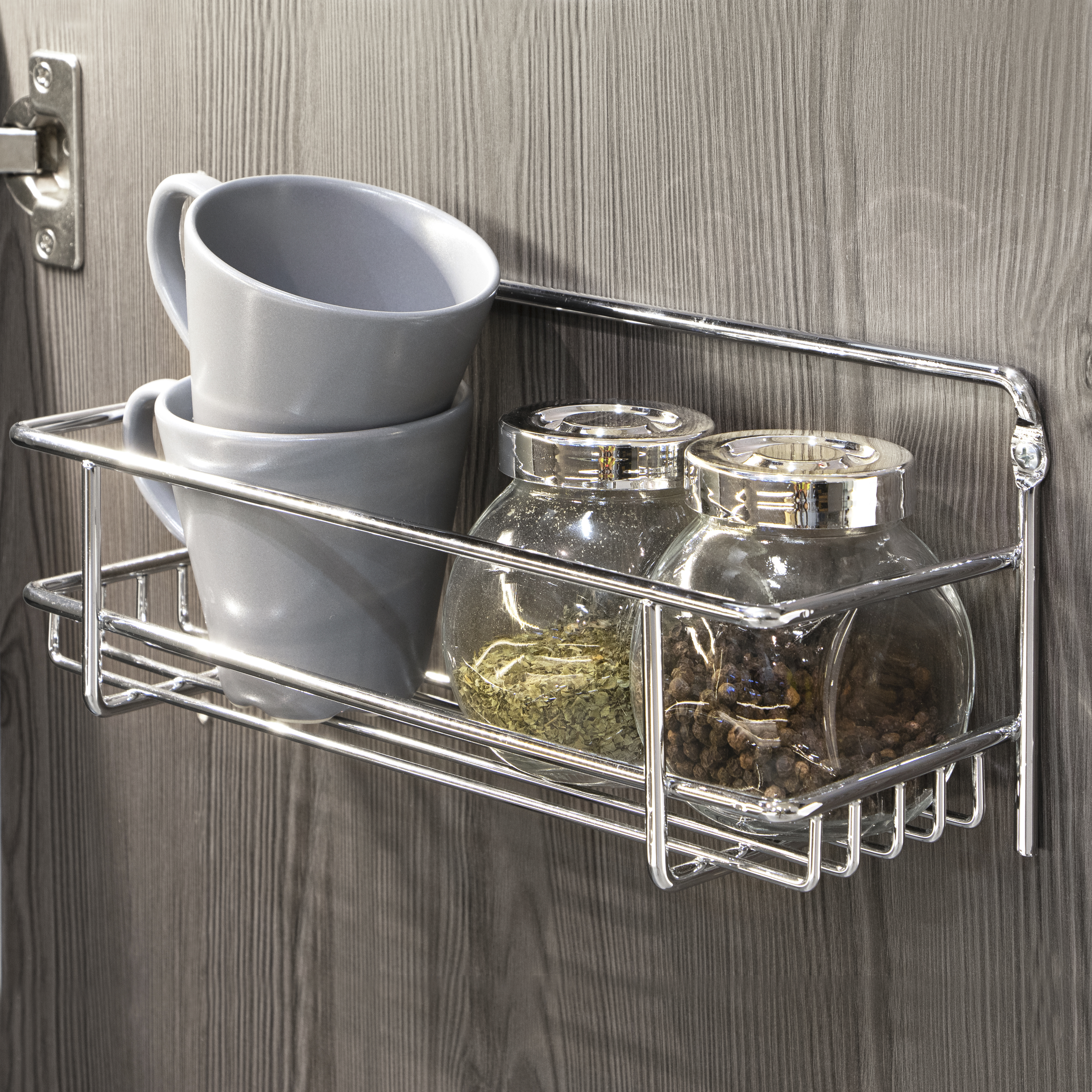 Emuca Set de 3 estantes especieros Supra para muebles de cocina, Cromado, Acero