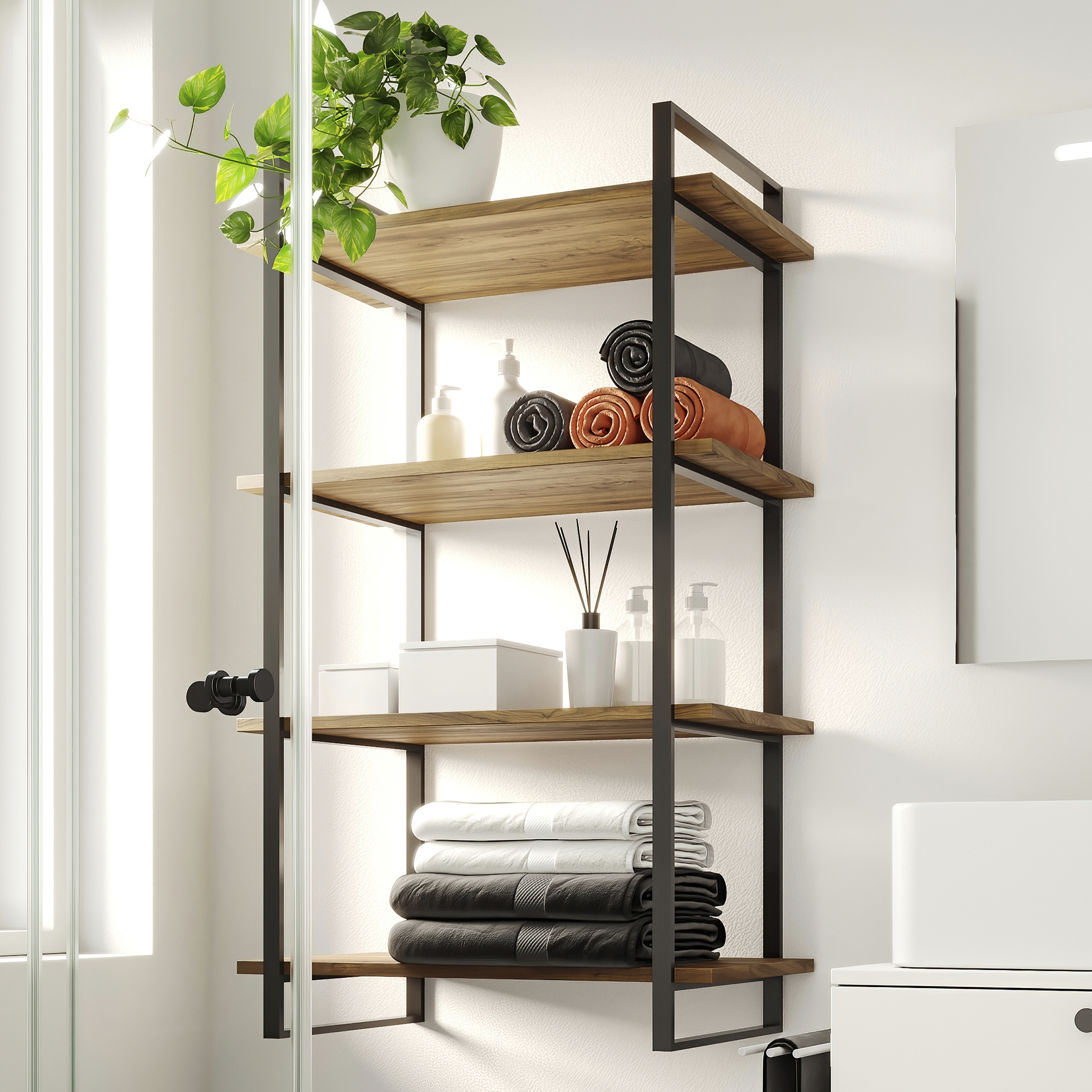 Emuca Estructura para estantera Lader, 1150, Pintado negro, Acero