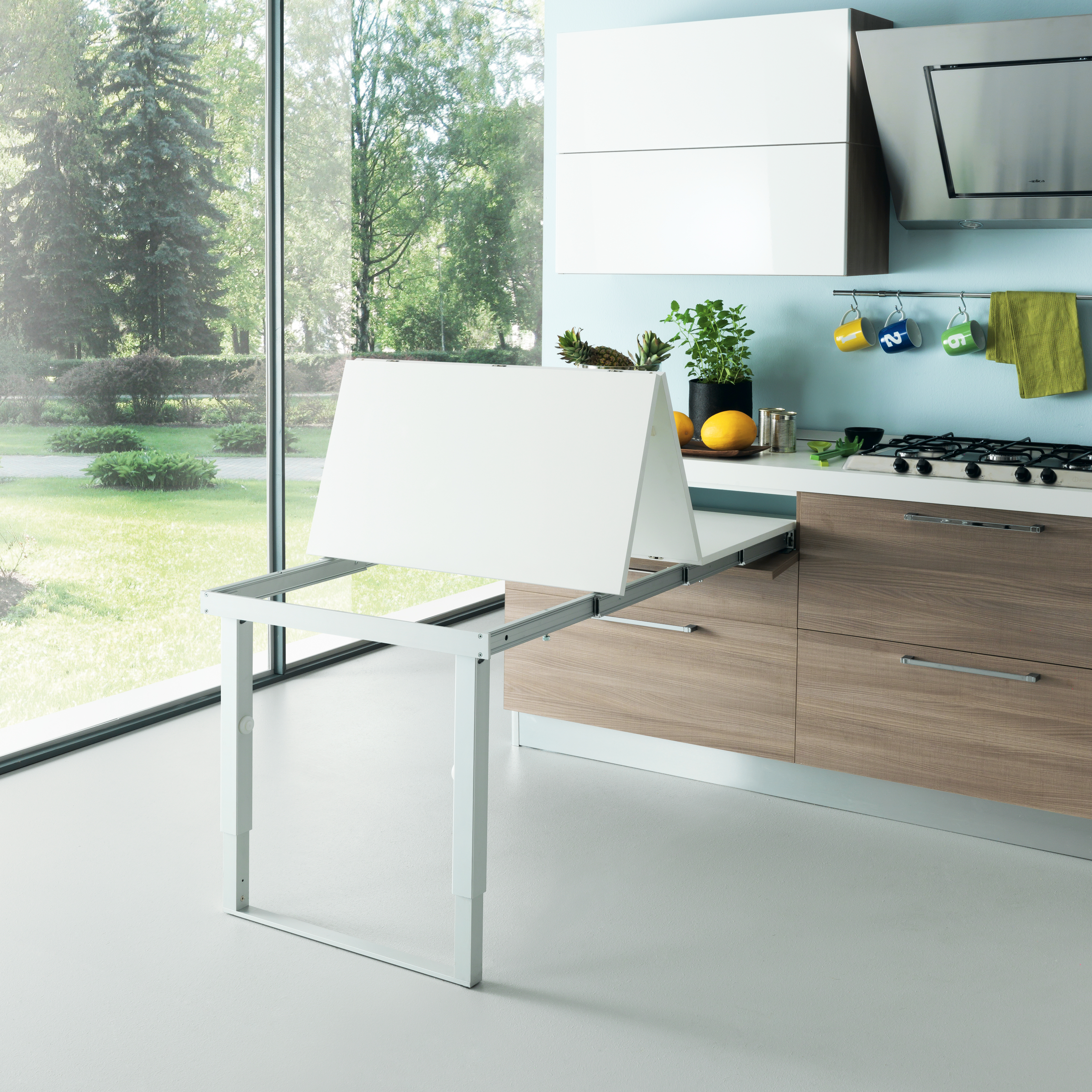 Emuca Guas para mesa extensible Party, Anodizado inox, Aluminio