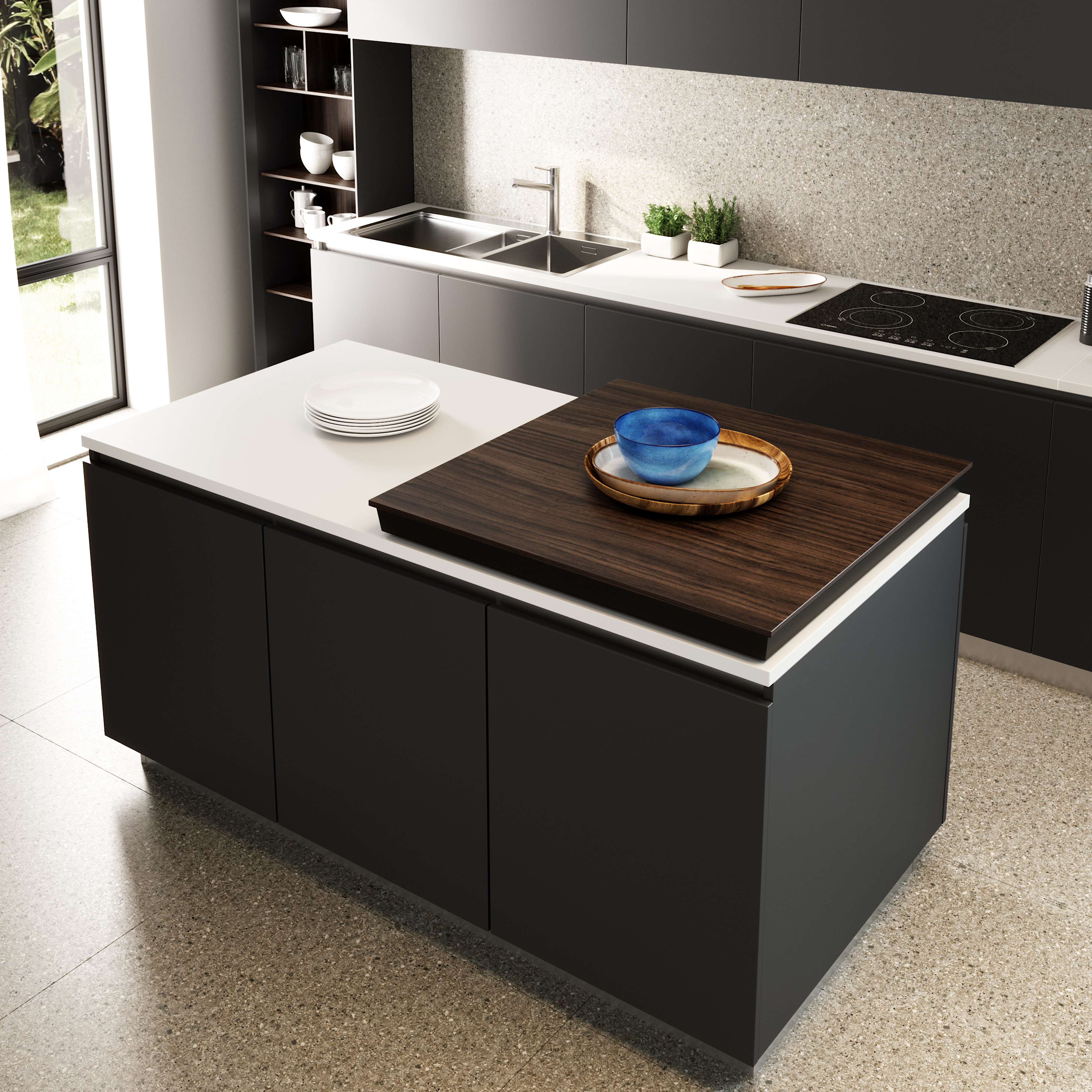 Emuca Guas para mesa deslizante Corner, Anodizado inox, Aluminio