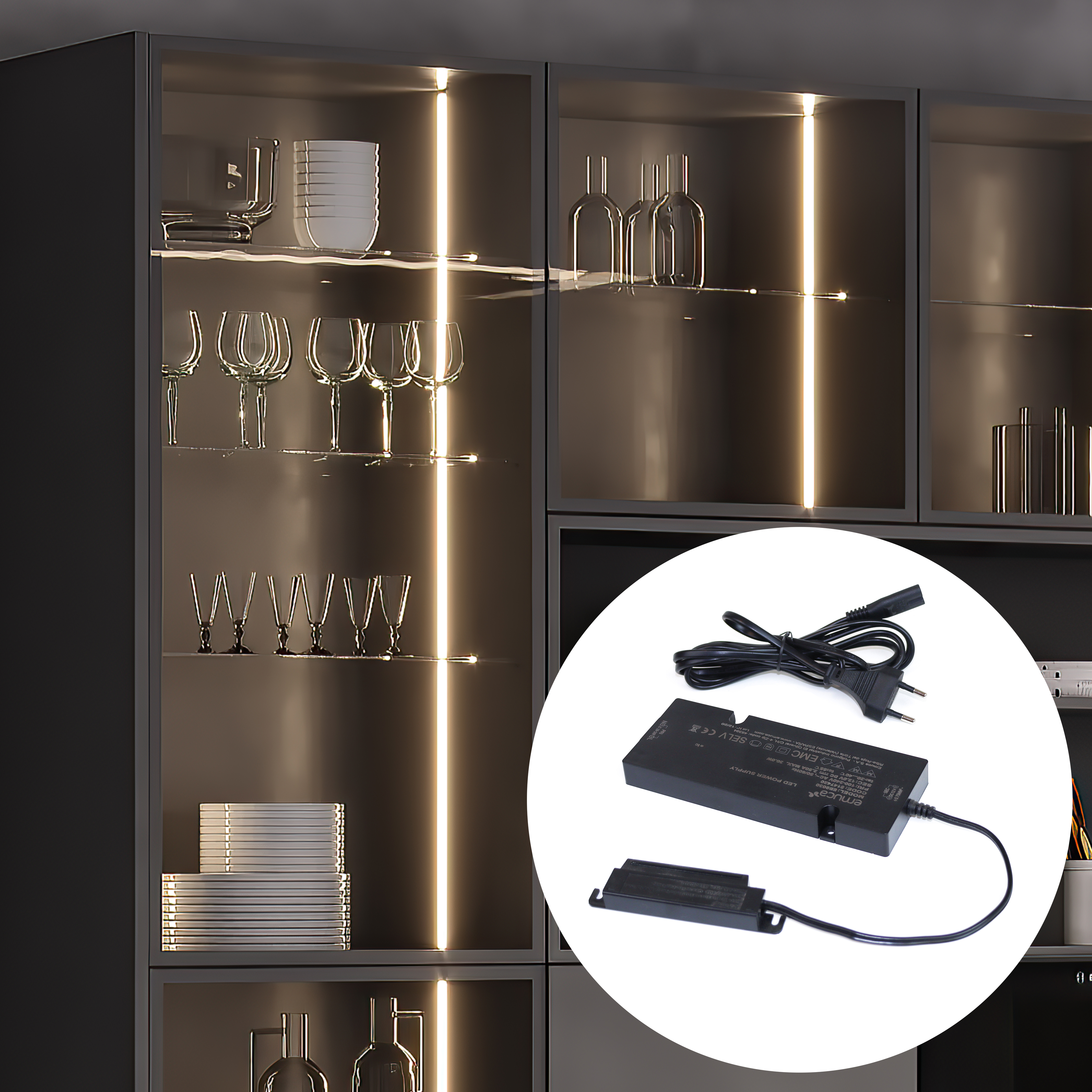 Emuca Transformador de corriente para luces LED, plstico (12V DC), 15 W, Plstico