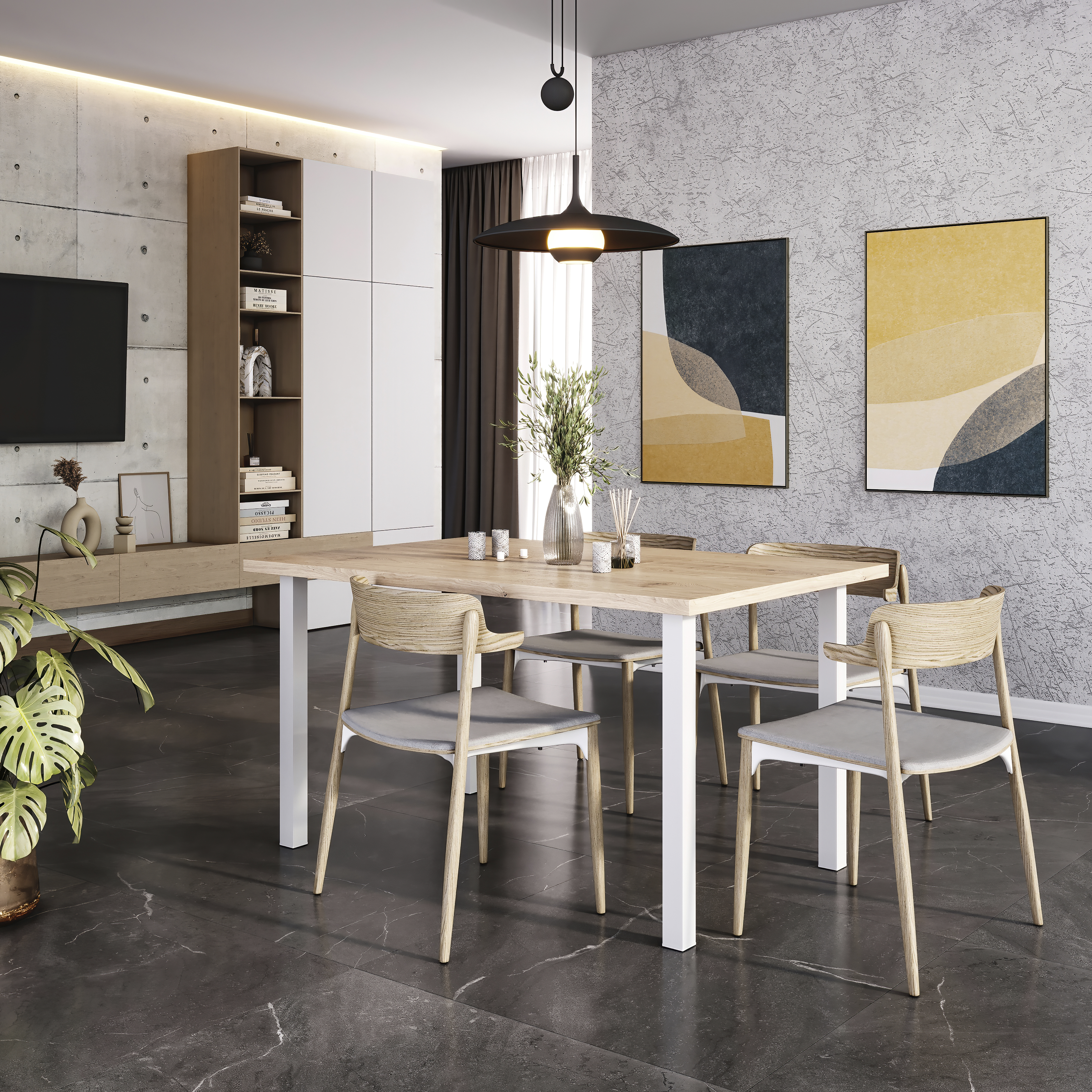 Emuca Patas cuadradas para mesa, 50x50mm, Pintado blanco, Acero