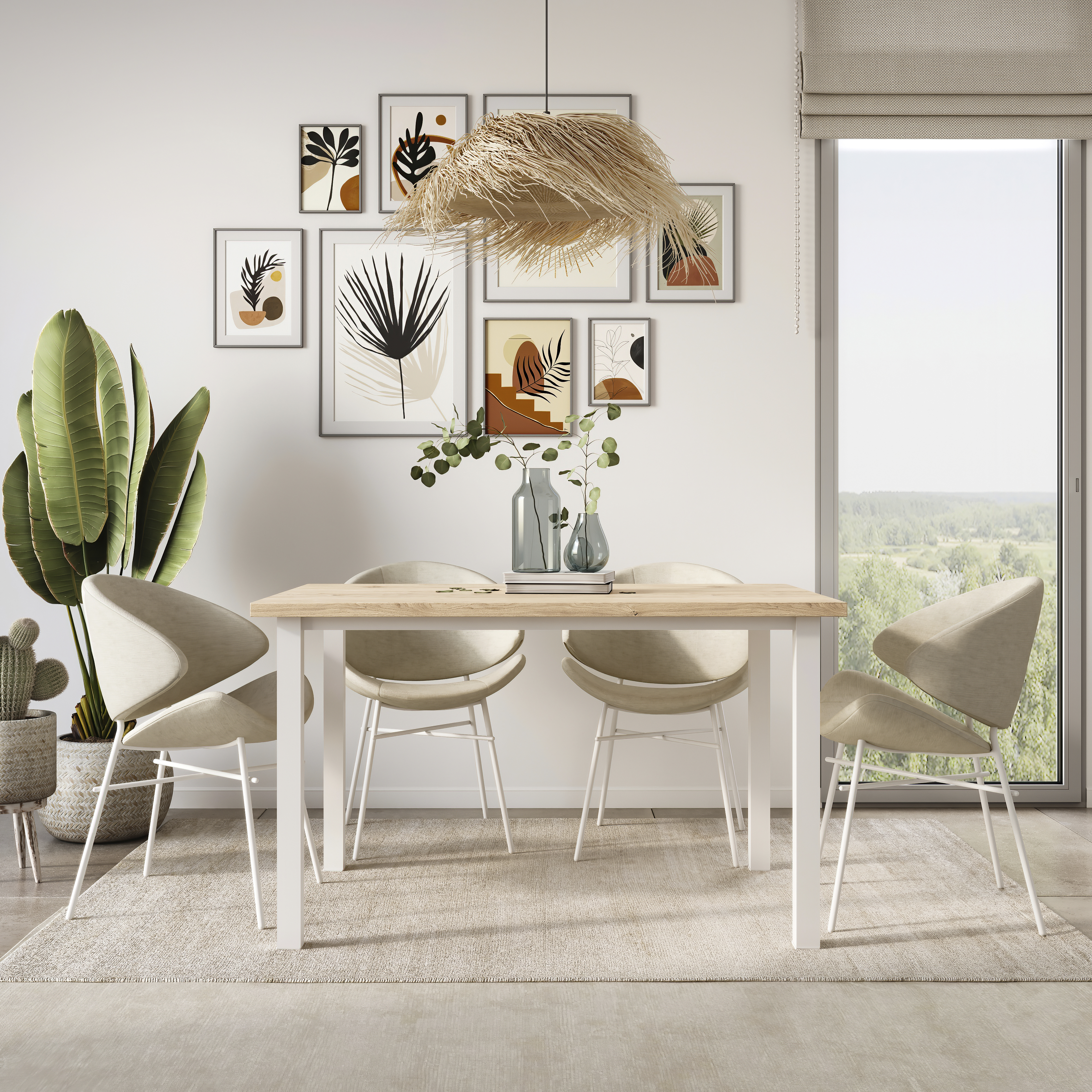 Emuca Patas cuadradas y estructura para mesa, 50x50mm, 1.150x750, Pintado blanco, Acero