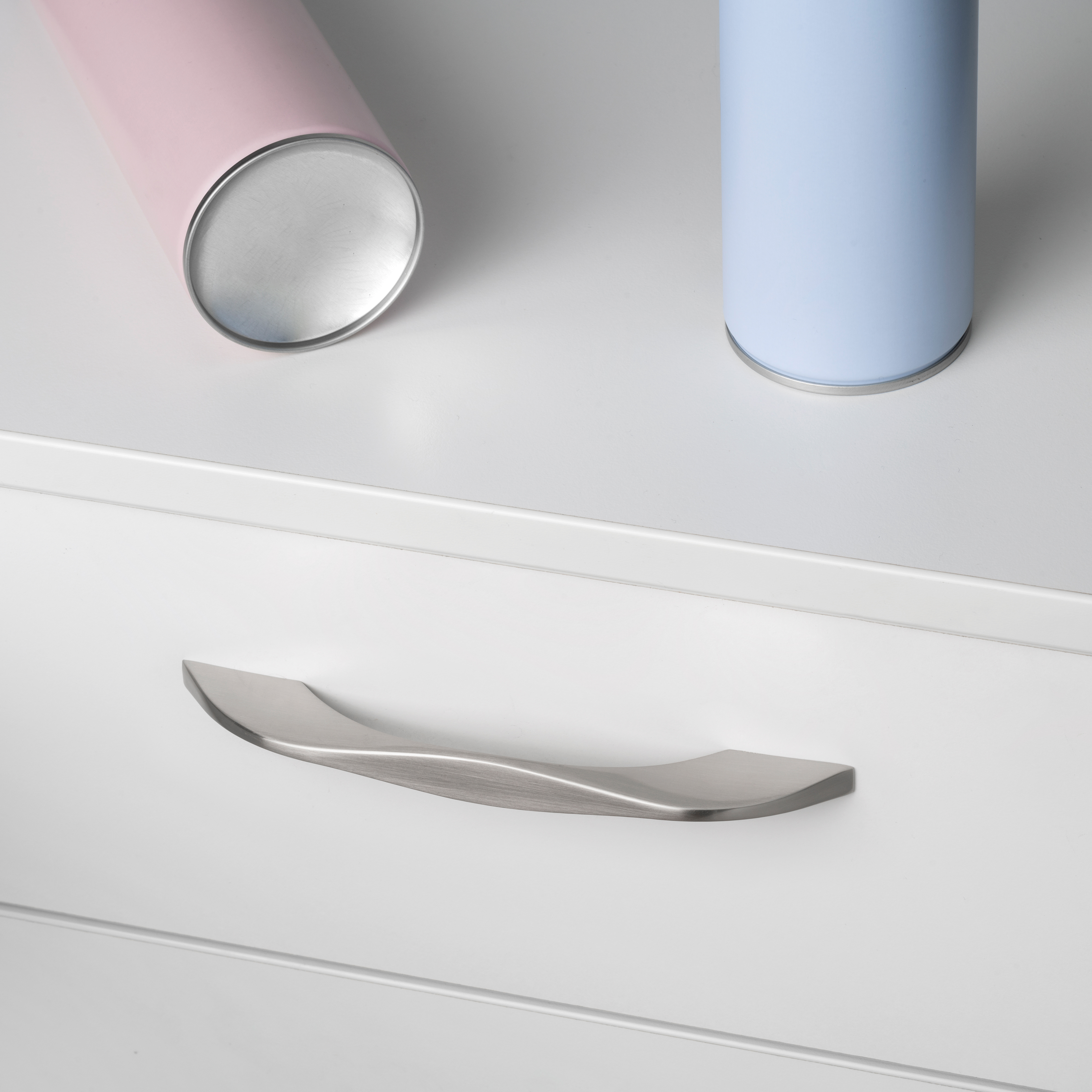 Emuca Tirador para mueble Varna, L 181 mm, intereje 160 mm, Nquel satinado, Zamak