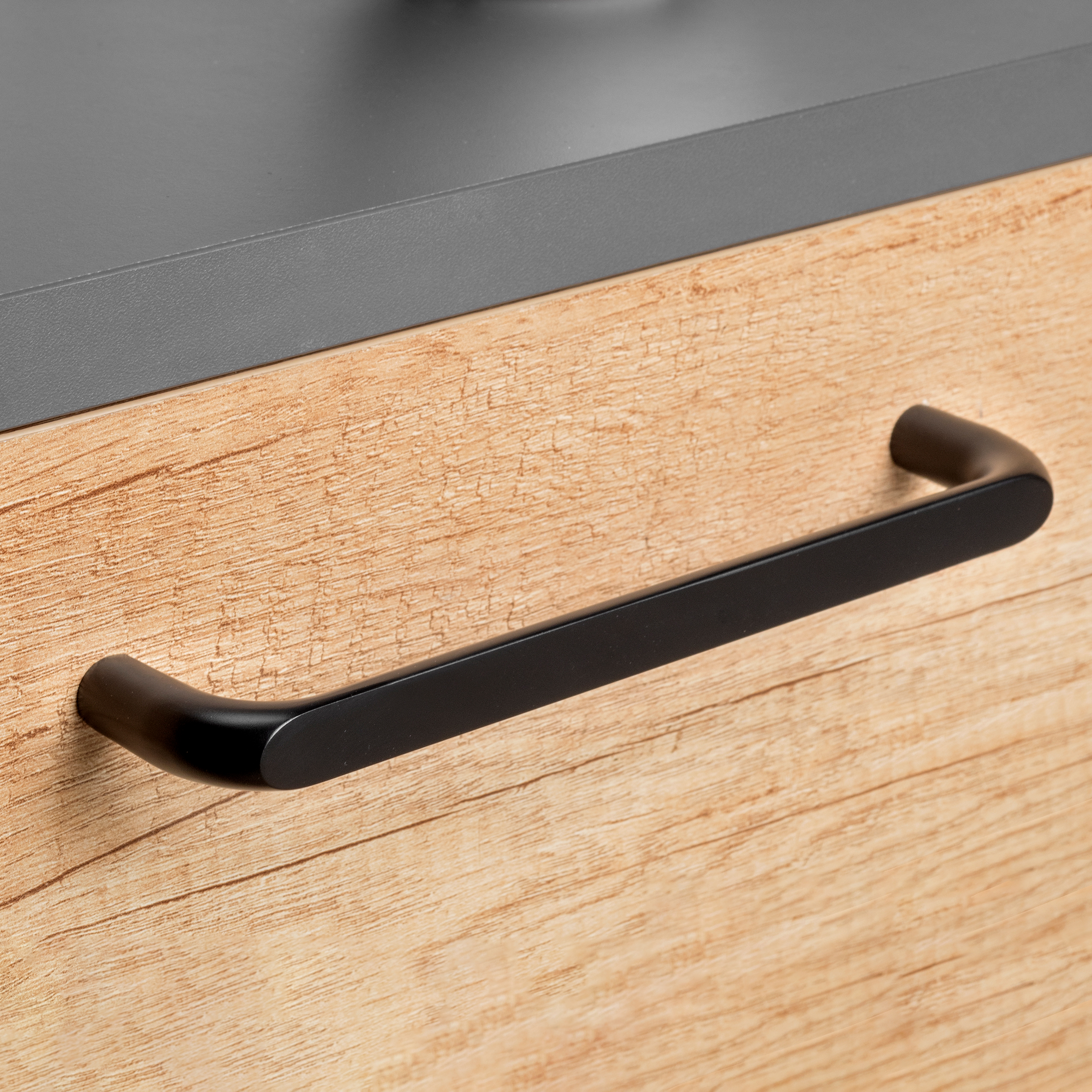 Emuca Tirador para mueble Zagreb, L 236 mm, intereje 224 mm, Pintado negro, Zamak