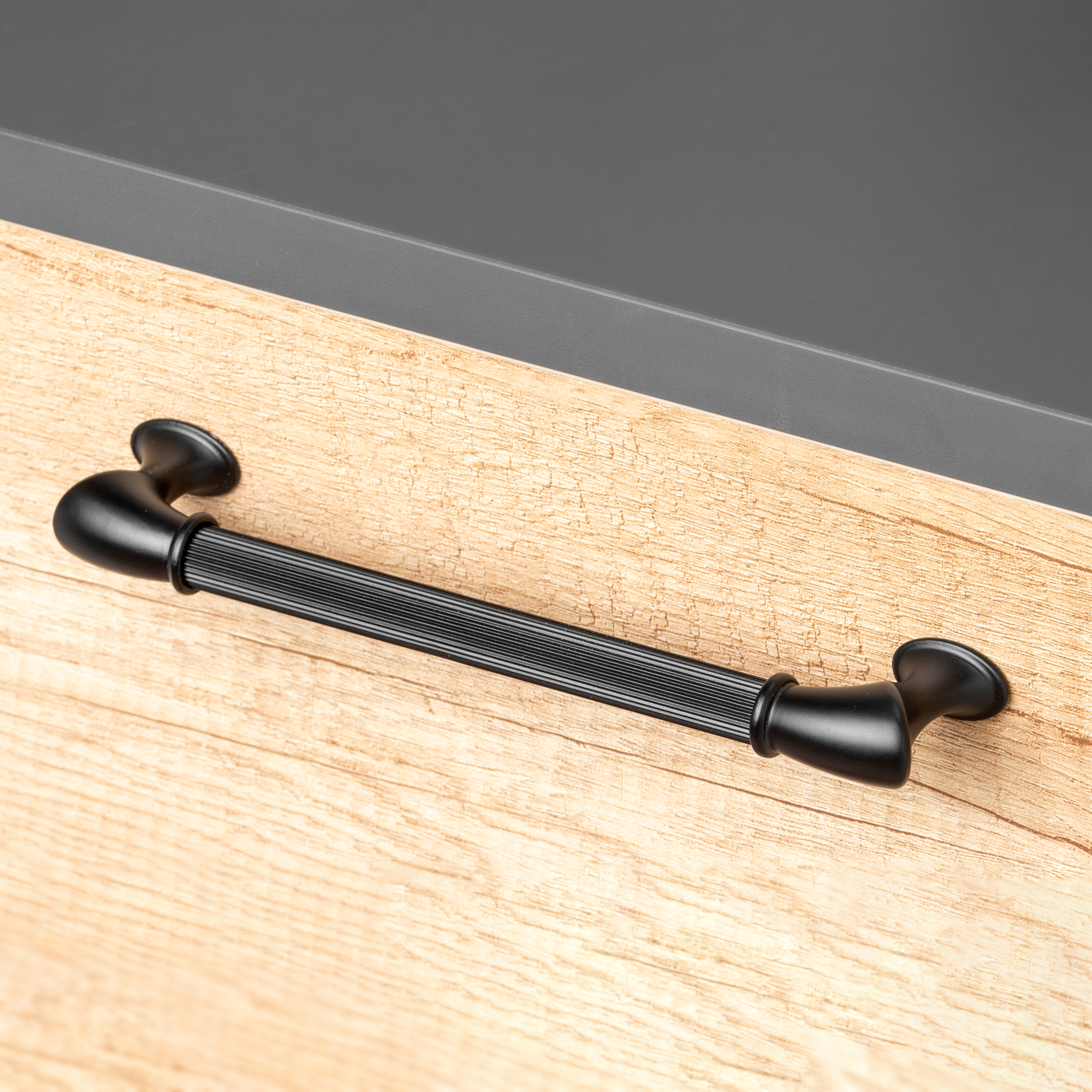 Emuca Tirador para mueble Suez, L 184 mm, intereje 160 mm, Pintado negro, Aluminio
