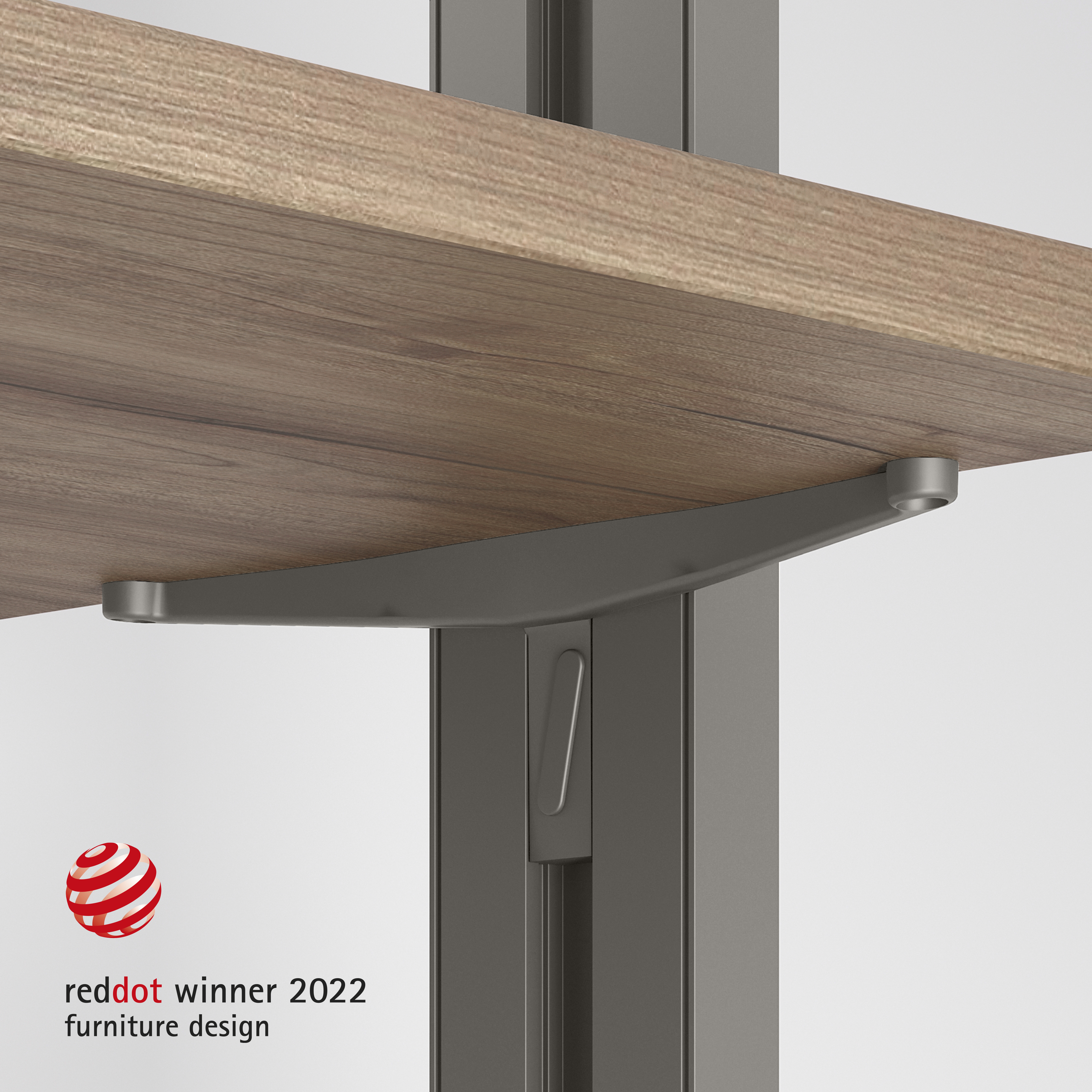 Emuca Juego de soportes para estantes de madera, tableros no incluidos, Pintado color gris piedra, Zamak