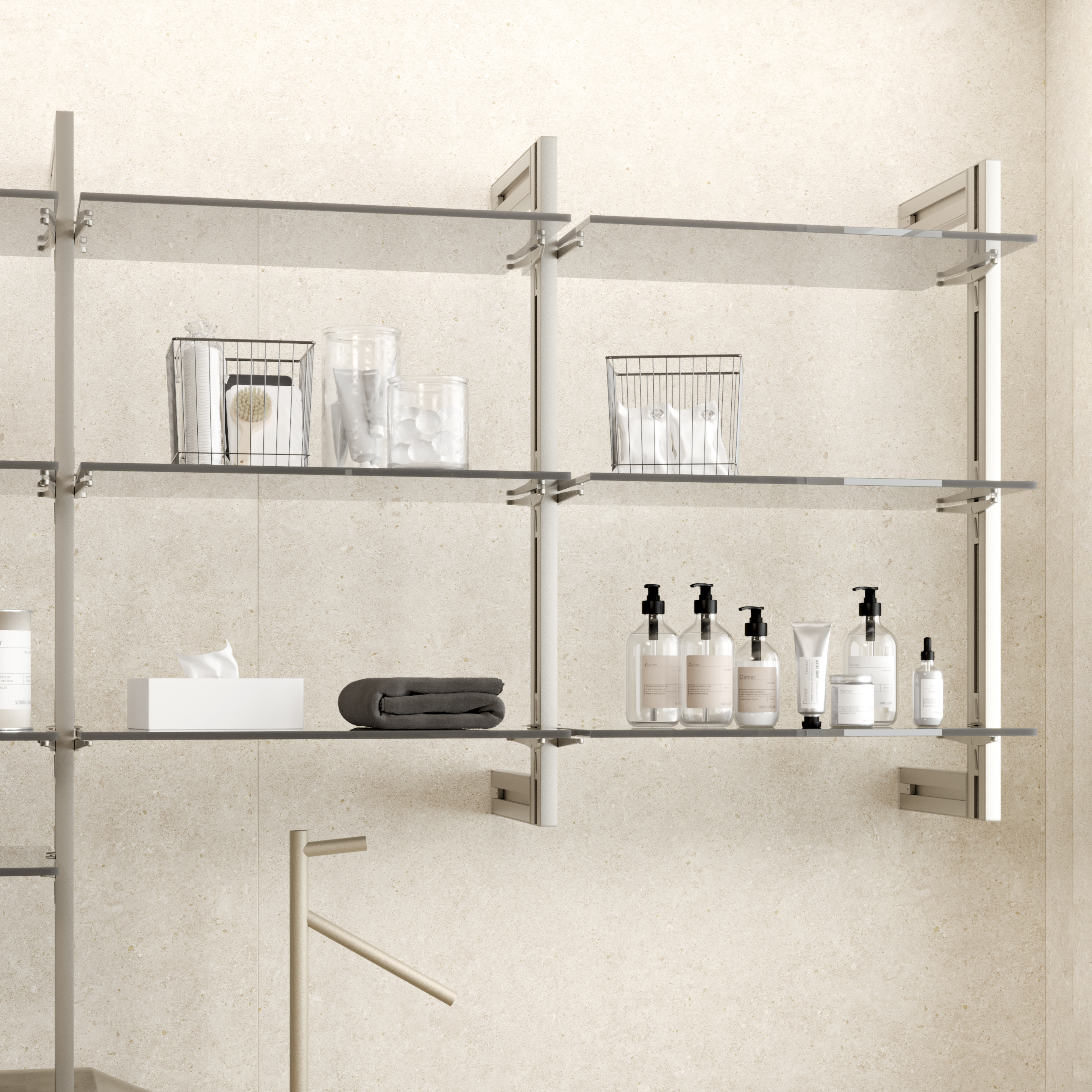 Emuca Kit Estructura Modular Zero con herrajes para el Montaje de fijacin a Pared, Pintado Color Gris Piedra
