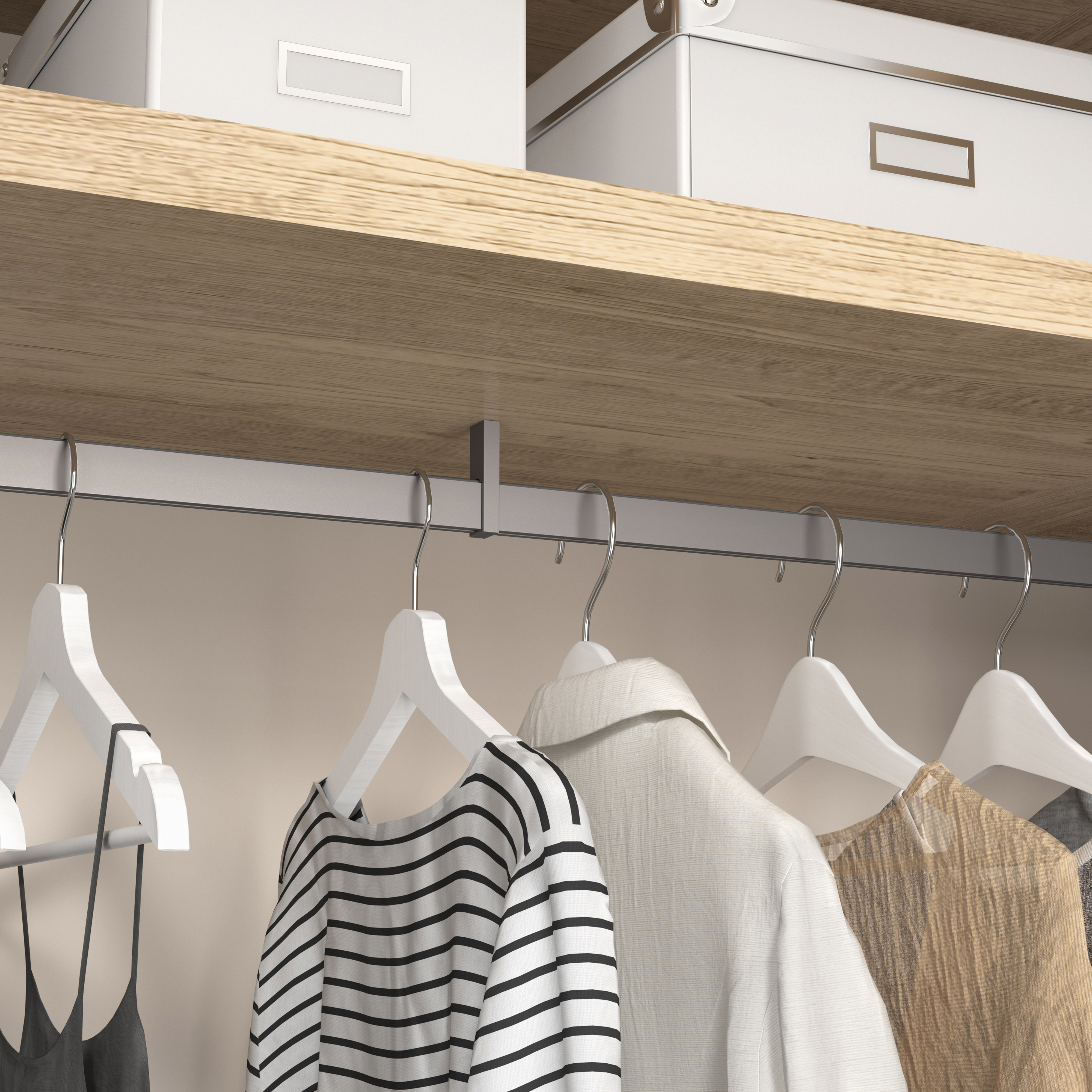 Emuca Kit de barra para armario Luxe, 1,15 m, Pintado color gris piedra, Aluminio y Plstico