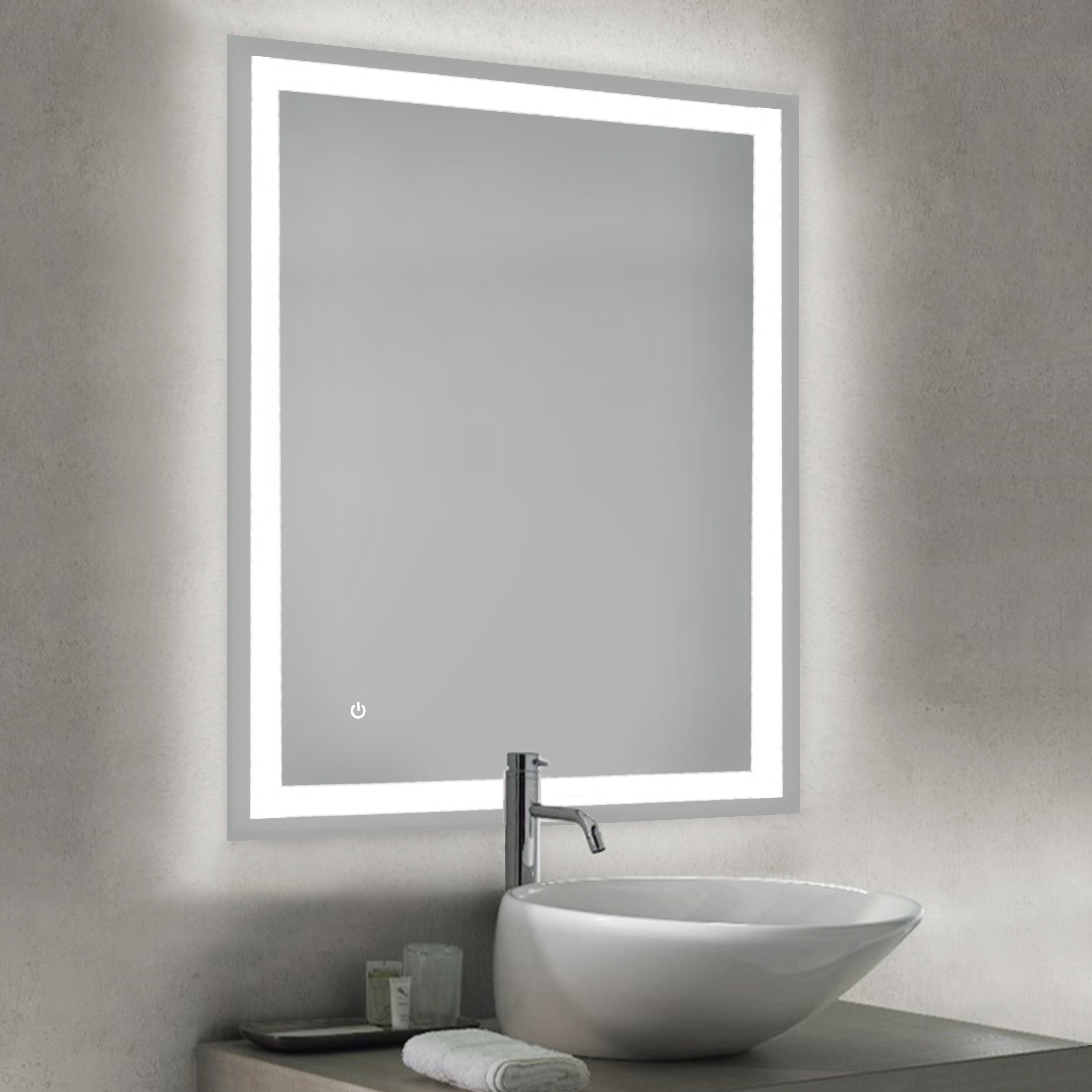 Emuca Espejo de bao Heracles con iluminacin LED frontal y decorativa (AC 230V 50Hz), 34 W, Plstico y Cristal