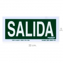 CARTEL FLUORESCENTE SALIDA 22X10 CM.