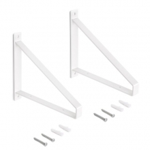 Juego de soportes para estante de madera Shelf con forma triangular, Acero, Pintado blanco