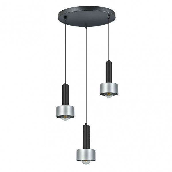 Lmpara Allende 3xe27 Negro/plata Regx35x35 Cm