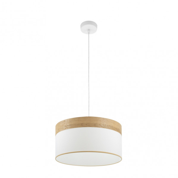 Colgante Cloe 1xe27 Blanco/blanca-madera Clara Regx40x40 cm