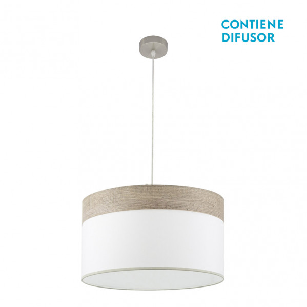 Colgante Cloe 2xe27 Niquel/blanca-madera Gris Regx50x50 cm