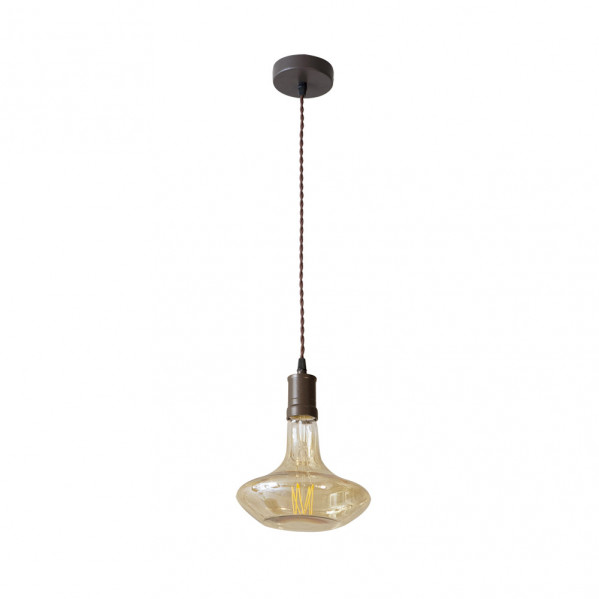 Colgante Dacio 1xe27 Marron/ambar  Bombilla   Incluida 8w 3000k 640lm Regx19x19 Cm