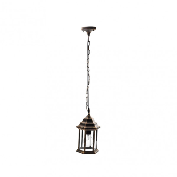Colgante Exterior Aluminio Pollux 1xe27 Neg/oro   Regx17,5x17,5 Cm   Ip44