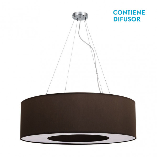 Colgante Grande Haiti 4xe27 Cromo/Marron Regx80x80 Cm