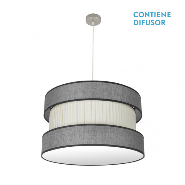 Colgante Home 3xe27 Niquel/gris-beis Regx60x60 Cm